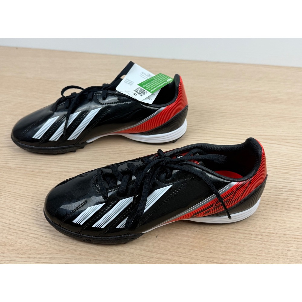 Adidas NWT F10 TRX TF J Soccer Shoes Black‎ White Red Youth Turf Trainers Size 5 - Picture 3 of 9